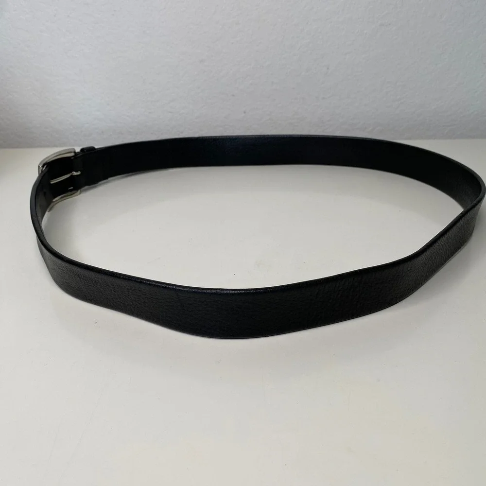 John W Nordstrom‎ Men's Classic Black Pebbled Leather Belt Silver Buckle Size 40
